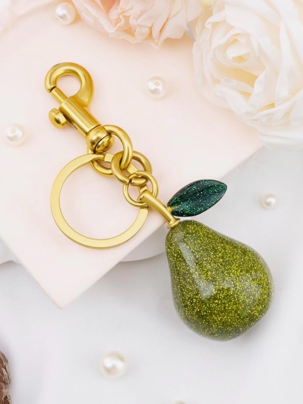 Green Handbag Charm or Key Chain  with Gold Accents. New - Picture 3 of 5